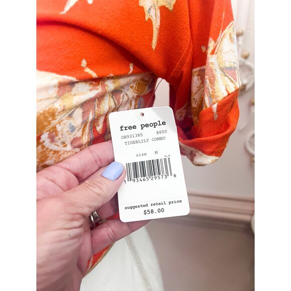 Free People Tigerlilly Combo Cropped Collared Top Size Medium NWT - Picture 2 of 7